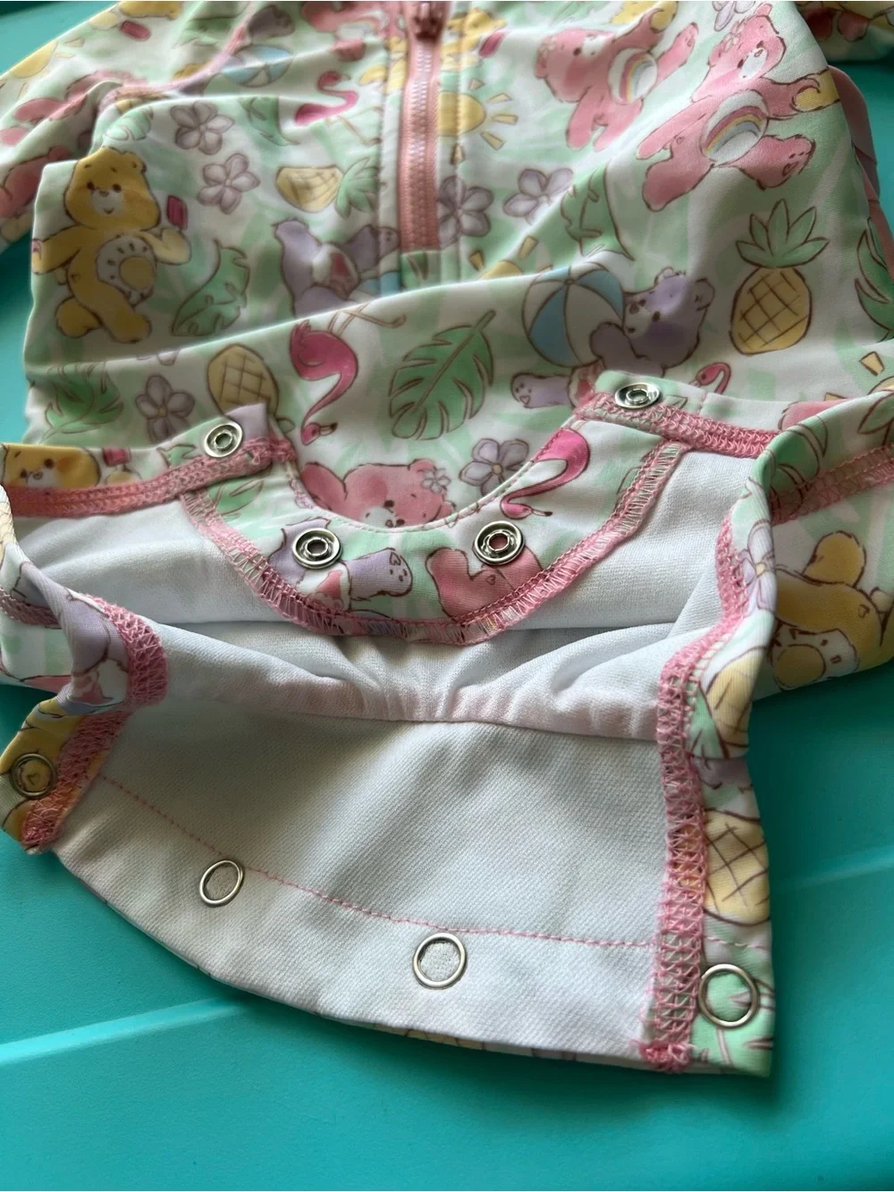 Care Bears Pastel Pink & Mint Long-Sleeve Rashguard Swimsuit